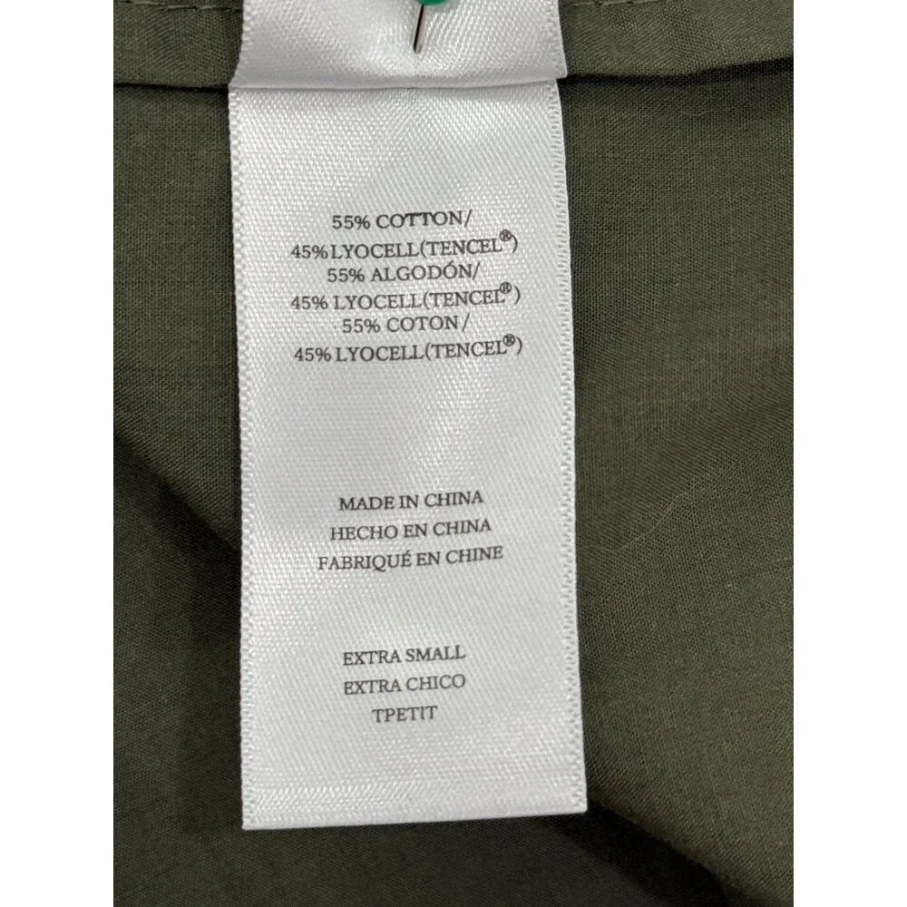 Rails Olive Green Tiered Maxi Dress Cinched-Waist & Long Sleeves Womens XS NEW - Picture 7 of 8